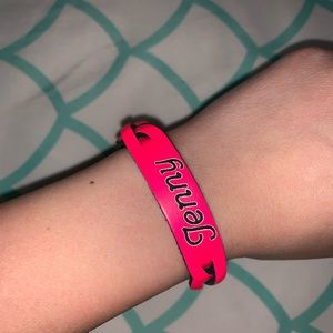 Neon Pink Jenny Name Leather Bracelet